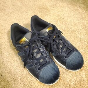 NEW Adidas Superstar Navy Blue Velvet and Leather Women's 7
